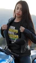 Load image into Gallery viewer, Even Haters Hate - Women’s Black Premium Tee