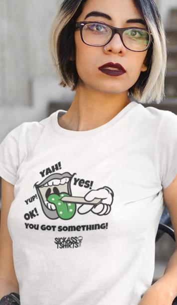 Lips and Tongue - Women’s Premium White Tee T-Shirts SICKASS TSHIRTS 