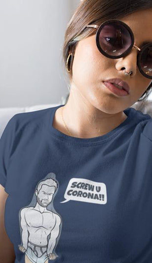 Screw U - Women’s Navy Blue Tee T-Shirts SICKASS TSHIRTS 