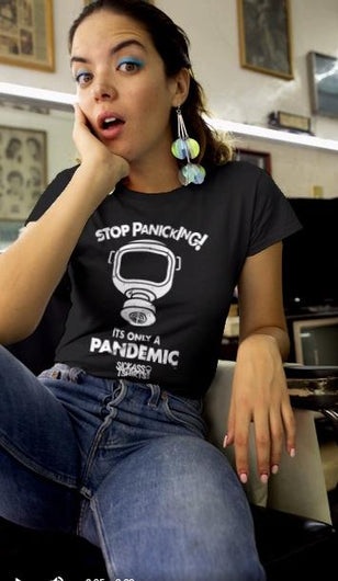 Stop Panicking - Women’s Premium Black Tee T-Shirts SICKASS TSHIRTS 